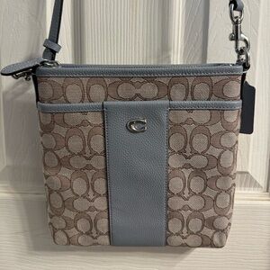 Coach File Bag in Blue and Tan
